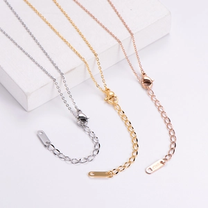 Detailed view of 18KGP necklaces in silver gold and rose gold with lobster clasps