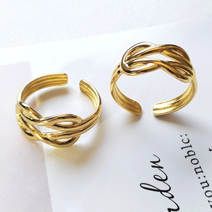 Titanium Steel Twisted Knot Adjustable Open Ring Simple Minimalist Fashion Jewelry For Couples Men And Women