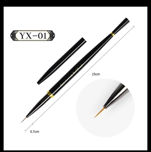 Detail of professional nail art liner brush YX-01 with 0.7cm ultra-fine tip and black handle
