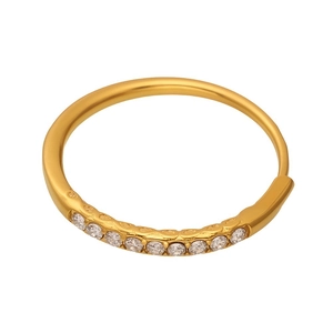 Minimalist 18k gold plated stainless steel ring with micro-set 5A cubic zirconia stones