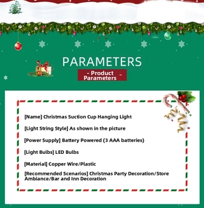 Technical specifications for battery-powered LED Christmas suction cup hanging lights