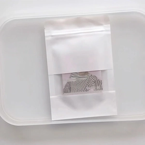 White minimalist ziplock gift bag with window for jewelry and photocard packaging