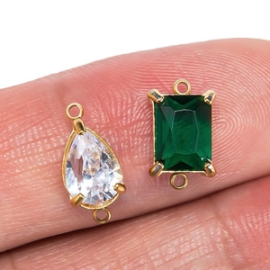 Pendentifs en acier doré avec émeraude et zircon pour la création de bijoux DIY