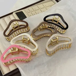 Set of 6 colorful cloud-shaped acetate hair claws in various elegant matte finishes