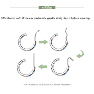 Detailed guide showing 925 silver earring clasp flexibility and adjustment steps