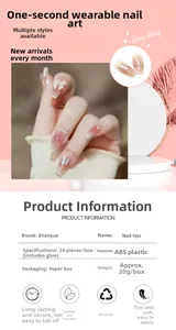 Close-up of 3D bow press-on nails set including 24 pieces of ABS ballet aurora style tips