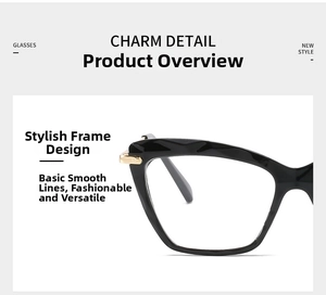 Detail of cat-eye glasses frame featuring elegant gold metal hinge accents and sleek design