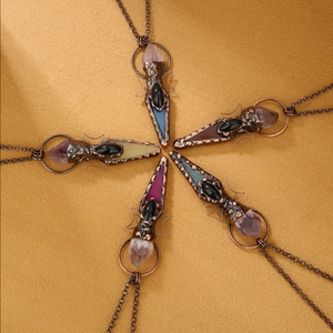 Collares de bronce vintage con flechas de ágata y colgantes de cristal en cinco colores