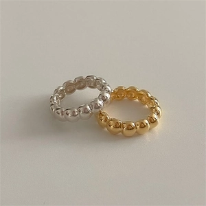 Minimalist 925 sterling silver beaded ring set in gold and silver finish options