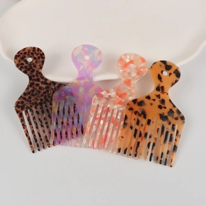 Lot de 4 peignes à cheveux en acétate aux motifs léopard et ambre pour coiffure femme