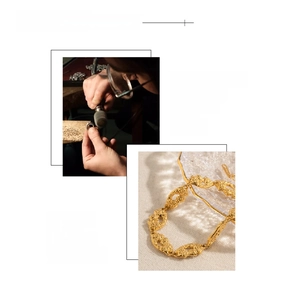 Detailed view of 18K gold plated stainless steel bracelet with hammered texture and polish