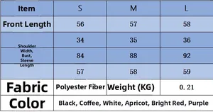 Size chart for women's crewneck long sleeve knit sweater with detailed measurements