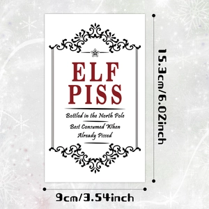 Étiquette de bouteille de Noël ELF PISS drôle 15,3x9cm autocollant cadeau gag fête