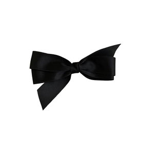 Barrette à cheveux élégante en satin noir avec nœud double épaisseur au design rétro épuré