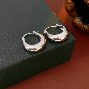 Chic U-Shaped Hoop Earrings With Silver Earring Post Mirror Polish Minimalist Thick Metal Ear Buckle For Women