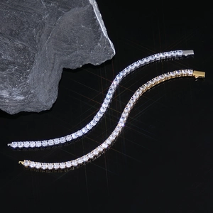 Sparkling tennis bracelets in gold and silver finish with bright round cubic zirconia