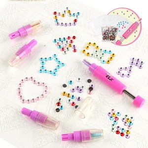Children DIY hair gem stamper kit with colorful crystals and styling accessories