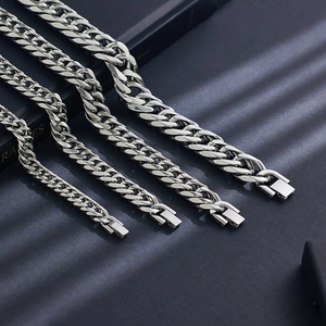 Bracciali a catena cubana da uomo in acciaio inossidabile in quattro diverse larghezze