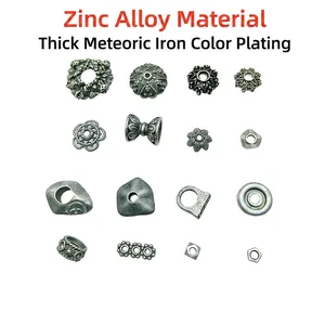 16 styles of vintage Tibetan silver flower spacers and beads in antique finish for DIY