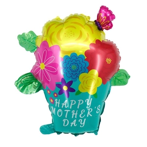Floral aluminum foil balloon for Mother's Day party decoration with vibrant prints