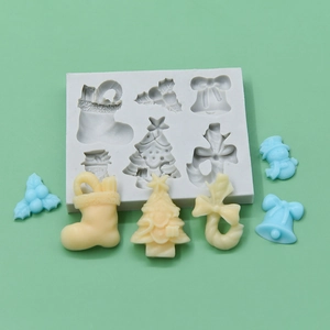 Christmas Silicone Mold 6 Cavity For Cake Fondant Chocolate DIY Soap Candle Making Festive Decorative Baking Tool