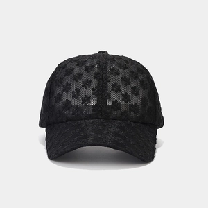 Damen Baseballkappe aus schwarzer Spitze mit Blumenmuster, atmungsaktivem Mesh und Sonnenschutz