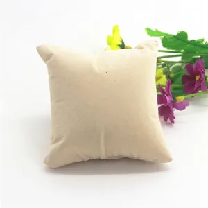 Beige cotton linen watch pillow for jewelry display and bracelet storage