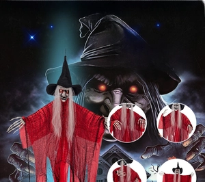 Detail view of bendable arms with internal wire for Halloween witch decoration