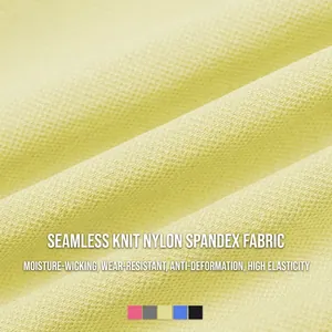 Ensemble de yoga jaune sans couture en maille respirante avec options de couleurs