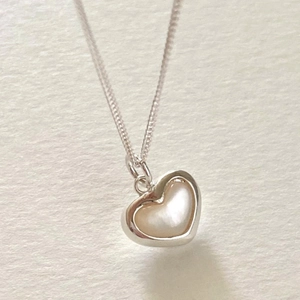 Heart Pendant Necklace 925 Sterling Silver Mother Of Artificial Pearl Inlay Korean Style Minimalist Jewelry For Women