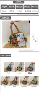 Size comparison and specifications for the soft washed PU leather multi-pocket handbag