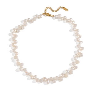 Elegant vintage Baroque freshwater pearl necklace with adjustable gold clasp