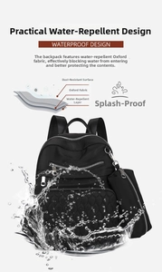 Détail du sac à dos en tissu Oxford imperméable avec design matelassé et couches de protection.