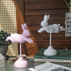 Figurine creative nordiche di coniglio in legno per eleganti decorazioni da tavolo