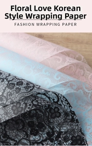 Detail of waterproof matte floral wrapping paper with delicate lace patterns in multiple colors