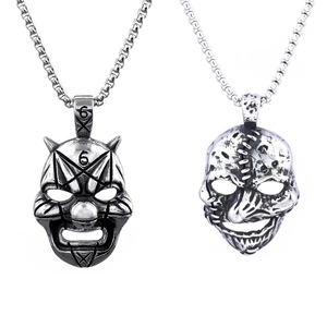 Retro Gothic Mask Pendant Stainless Steel Punk Rock Demon Clown Face Jewelry For Men Women Necklaces
