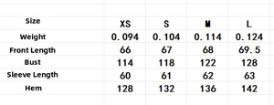 Detailed sizing chart for French style hollow lace long sleeve top showing measurements
