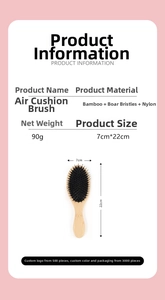 Detailed size specifications of the bamboo boar bristle hairbrush weighing 90g