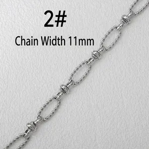 Handmade 11mm silver stainless steel twisted link chain for DIY necklace jewelry making