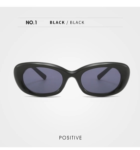 Front view of classic black cat-eye sunglasses with polished resin frames and lenses