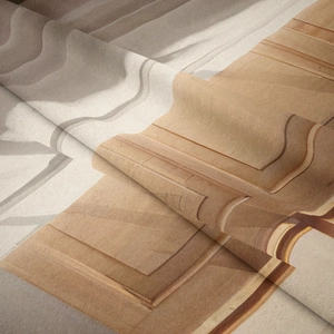 Macro detail of Bohemian geometric tapestry showing thick texture and soft fiber finish