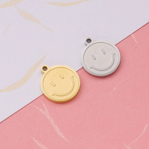 Gepolijste roestvrijstalen ronde smiley hangers in goud en zilveren afwerking