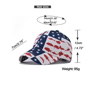 Tableau des tailles pour casquette de baseball en coton avec broderie poisson drapeau US