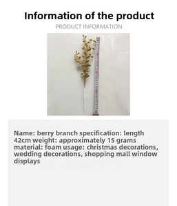 Detail showing 42cm golden berry branch foam decoration for Christmas holiday display