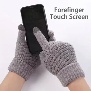 Grey waffle-knit touchscreen gloves with warm fleece lining for winter cycling and outdoor use