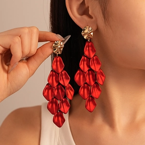 Petal Tassel Drop Earrings With Acrylic Flower And 925 Sterling Silver Earring Post Fashion Exaggerated Style For Women