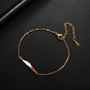 Detail of gold double-layer bead chain with Palestine map charm and lobster clasp
