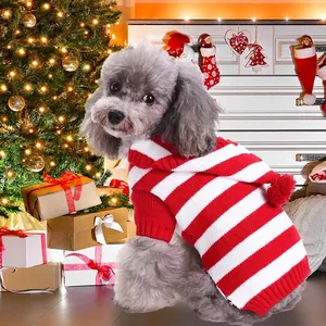 Pet Dog Cat Knit Sweater Warm Winter Clothes Striped Argyle Snowflake Christmas Patterns For Small Medium Dogs Cats