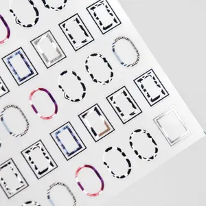 5D Stereoscopic Nail Art Stickers Thin Tough Retro Frame English Letters DIY Manicure Decoration Elegant Style