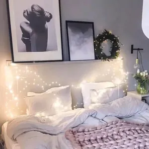 Warm white LED fairy lights with thin wire for cozy bedroom and Christmas tree decoration
